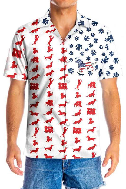 Uigeacht Cabhlach Agus Dearg Dachshund Léine Haváís Bratach Mheiriceá, Bronntanas Léine Haváís, Bronntanas Nollag