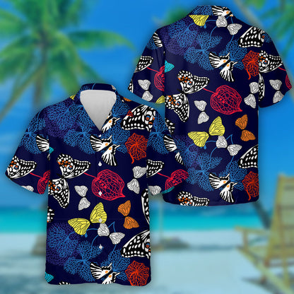 Theme Mystical Colorful Autumn Butterfly With Nature Hawaiian Shirt, Hawaiian Shirt Gift, Christmas Gift