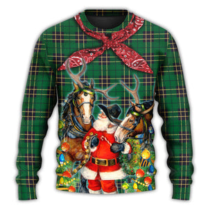 Christmas Santa Cowboy Christmas Green Style Ugly Christmas Sweater, Christmas Gift, Gift Christmas 2024