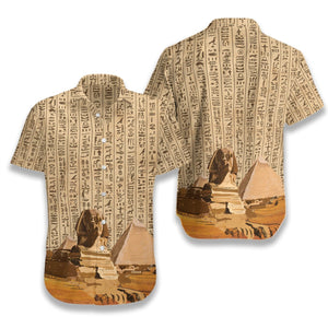 Ancient Egypt Hieroglyphs Pattern Hawaiian Shirt, Hawaiian For Gift