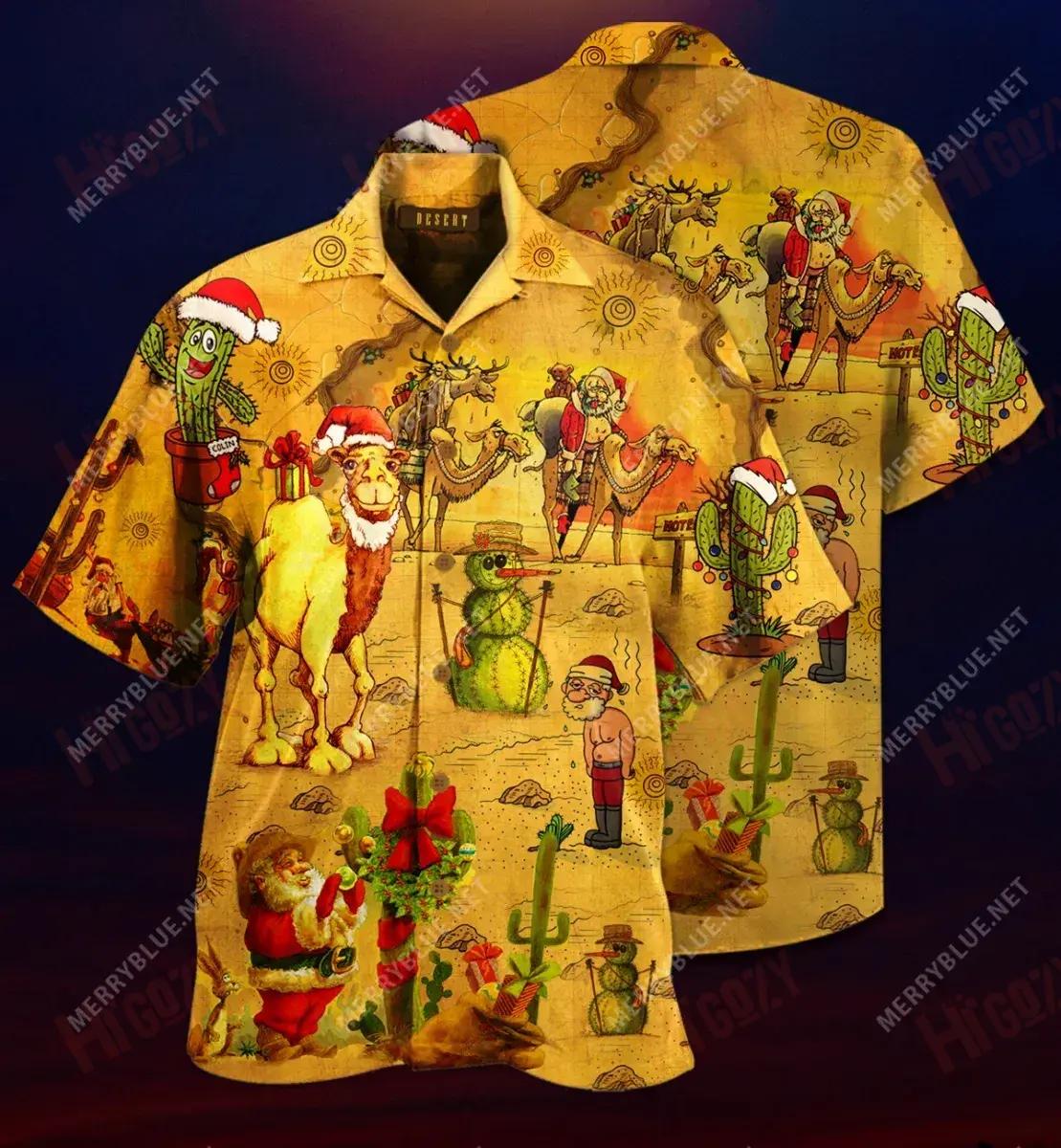 Nollaig Shona san Fhásach Laethanta Saoire Léine Ghearr Haváís Léinte T Haváíacha Léinte Grinn Haváise Léinte Greannmhar Haváise, Bronntanas Léine Haváís, Bronntanas Nollag