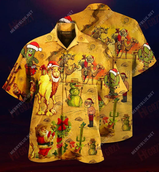 Nollaig Shona san Fhásach Laethanta Saoire Léine Ghearr Haváís Léinte T Haváíacha Léinte Grinn Haváise Léinte Greannmhar Haváise, Bronntanas Léine Haváís, Bronntanas Nollag