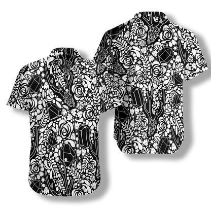 Deer Skull Crystal Seamless Pattern Design Hawaiian Shirt,Hawaiian Shirt Gift, Christmas Gift