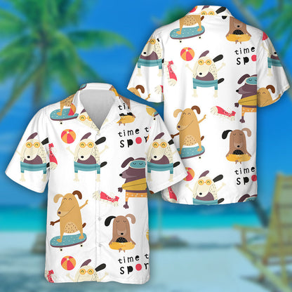 Colorful Funny Dogs And Sport Theme Hawaiian Shirt, Hawaiian For Gift