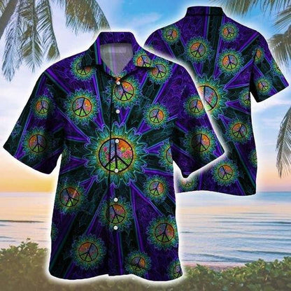 Trippy Peace Sign Pattern Hawaiian Shirt,Hawaiian Shirt Gift, Christmas Gift