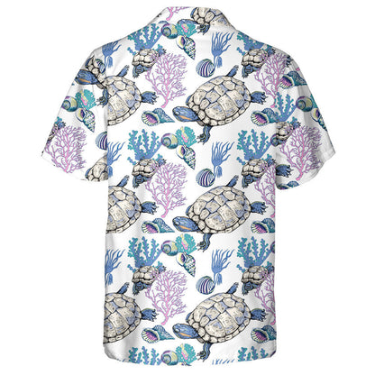 Turtle Crab Shell And Plants Underwater Animals Hawaiian Shirt, Hawaiian Shirt Gift, Christmas Gift