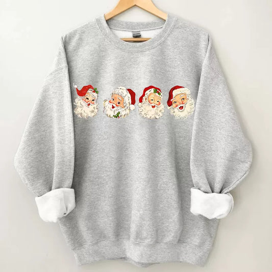 Vintage Christmas Santa Claus Sweatshirt, Christmas Sweatshirt Cute, Christmas Winter Sweatshirt