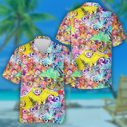 Theme Tropical Colorful Butterflies Artistic Style Hawaiian Shirt, Hawaiian Shirt Gift, Christmas Gift