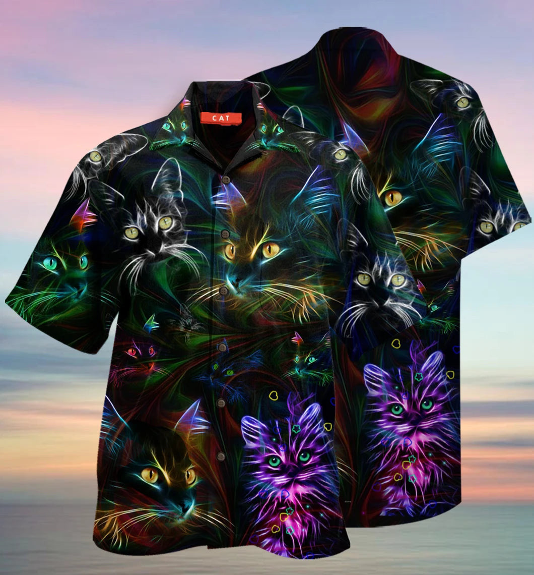 Head Of Cat Fantasy Design Hawaiian Shirt, Hawaiian For Gift