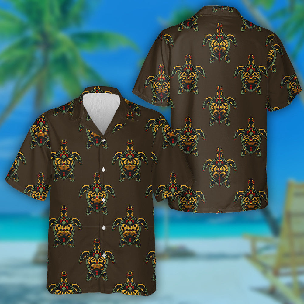 Turtle Ornament On The Background Of The Sea Waves Hawaiian Shirt, Hawaiian Shirt Gift, Christmas Gift