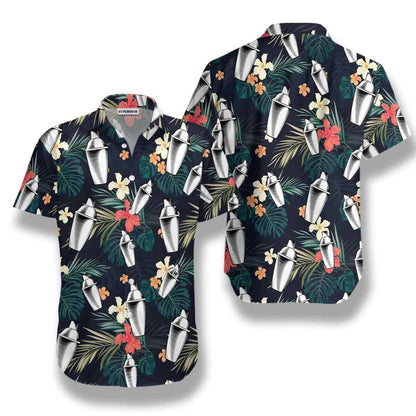 Tropical Pattern Bartender Hibiscus And Leaf Hawaiian Shirt,Hawaiian Shirt Gift, Christmas Gift