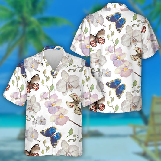 Herbal Elements With Orchids And Butterflies Hawaiian Shirt, Hawaiian For Gift