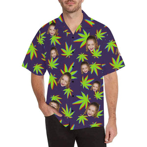 Custom Face Grass Men's All Over Print Hawaiian Shirt, Hawaiian Shirt Gift, Christmas Gift