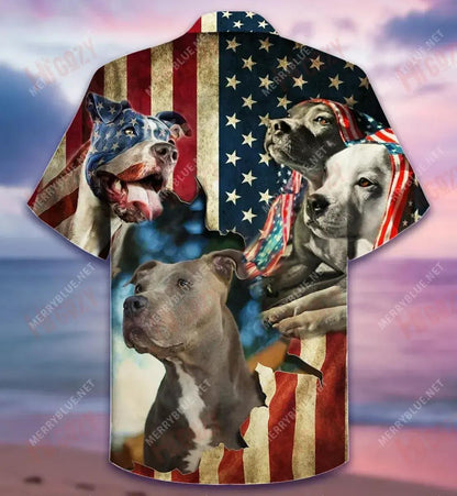 Cosanta ag American Pit Bulls Léine Haváí Unisex Muinchille Aigéan Muinchille Gearr Léinte Haváís Seanréalta Léinte Greannmhar Haváise, Bronntanas Léine Haváís, Bronntanas Nollag
