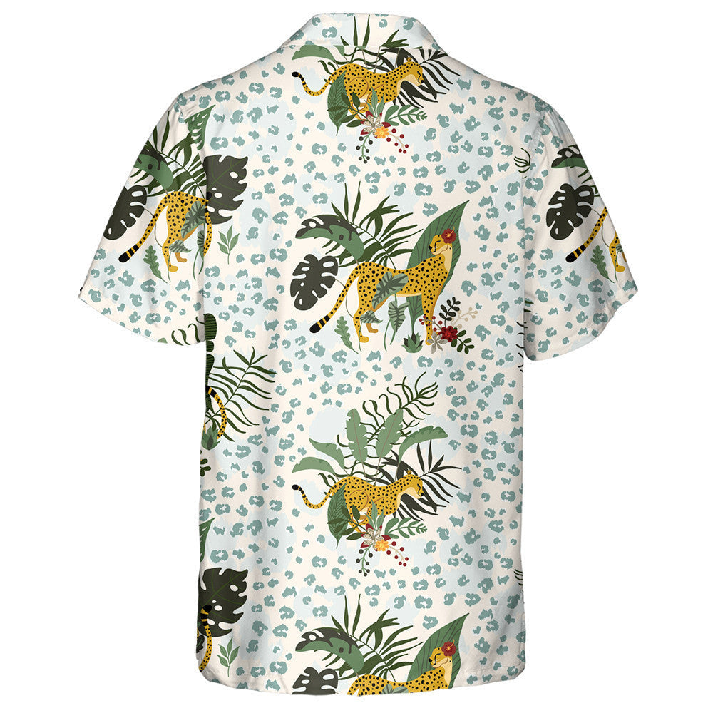 Tropical Wild Jungle Leopard In Different Poses Hawaiian Shirt, Hawaiian Shirt Gift, Christmas Gift