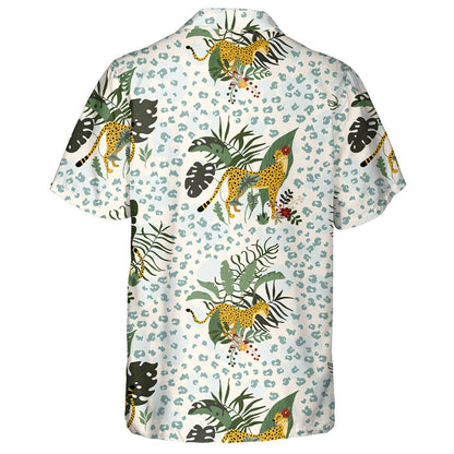 Tropical Wild Jungle Leopard In Different Poses Hawaiian Shirt, Hawaiian Shirt Gift, Christmas Gift