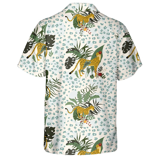 Tropical Wild Jungle Leopard In Different Poses Hawaiian Shirt, Hawaiian Shirt Gift, Christmas Gift