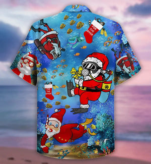 Hawaiian Shirt Christmas Santa Claus Dives Funny Design, Hawaiian Shirt Gift, Christmas Gift