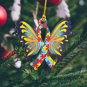 Autism Awareness Butterfly Ornament, Christmas Ornament Gift, Christmas Gift, Christmas Decoration