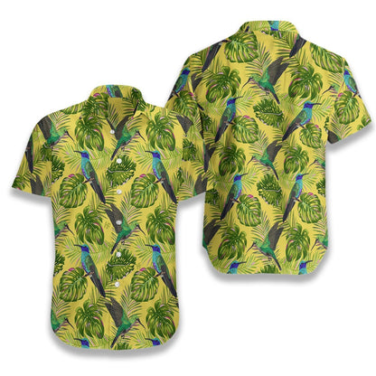Hummingbird Tropical And Leaf Pattern Hawaiian Shirt, Hawaiian Shirt Gift, Christmas Gift