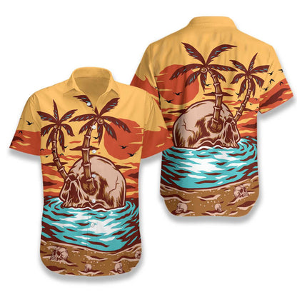 Skull Island Summer Beach Sunset Hawaiian Shirt,Hawaiian Shirt Gift, Christmas Gift