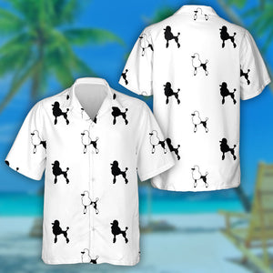 Adorable Black Poodles On White Background Hawaiian Shirt, Hawaiian For Gift