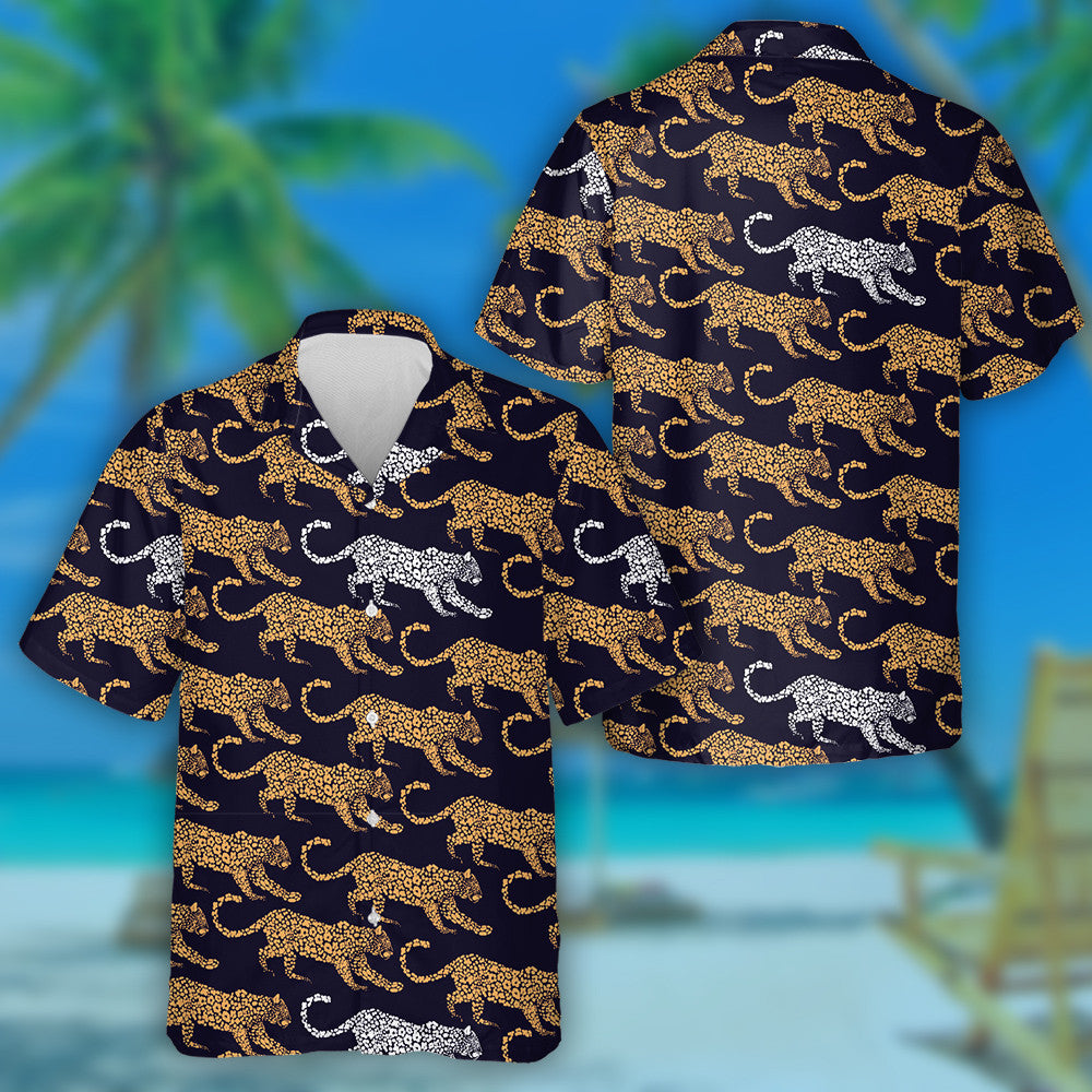 Lion Leopard Animal Background Fashion Trendy Hawaiian Shirt, Hawaiian Shirt Gift, Christmas Gift