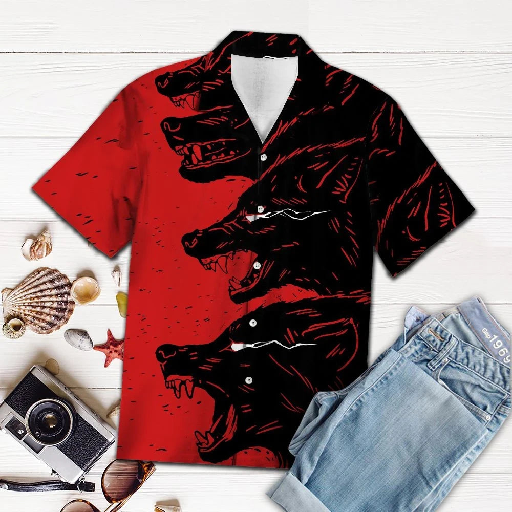 Léine Haváís Wolves Scary Oscail Téama Dearg Béal Mór, Bronntanas Léine Haváís, Bronntanas Nollag