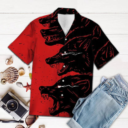 Léine Haváís Wolves Scary Oscail Téama Dearg Béal Mór, Bronntanas Léine Haváís, Bronntanas Nollag