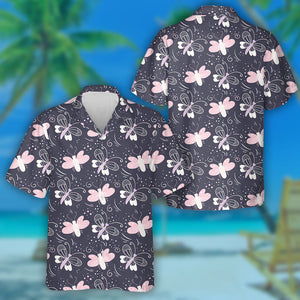 Cute Butterflies And Moths On Black Hawaiian Shirt,Hawaiian Shirt Gift, Christmas Gift