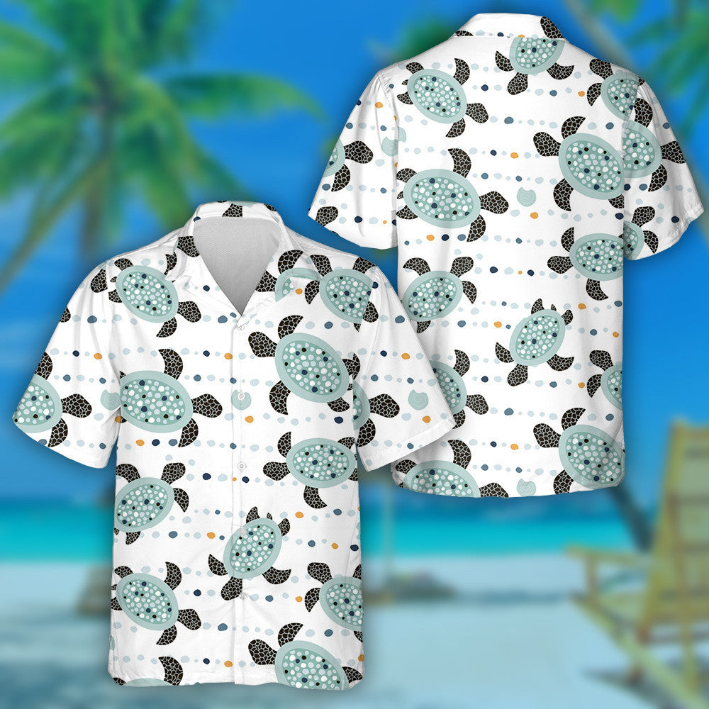 Marine With Cute Turtles Undersea Texture Hawaiian Shirt,Hawaiian Shirt Gift, Christmas Gift