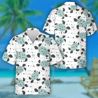 Marine With Cute Turtles Undersea Texture Hawaiian Shirt,Hawaiian Shirt Gift, Christmas Gift