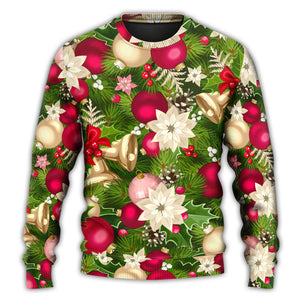 Christmas Fir Tree And Poinsettia Flowers Ugly Christmas Sweater, Christmas Gift, Gift Christmas 2024