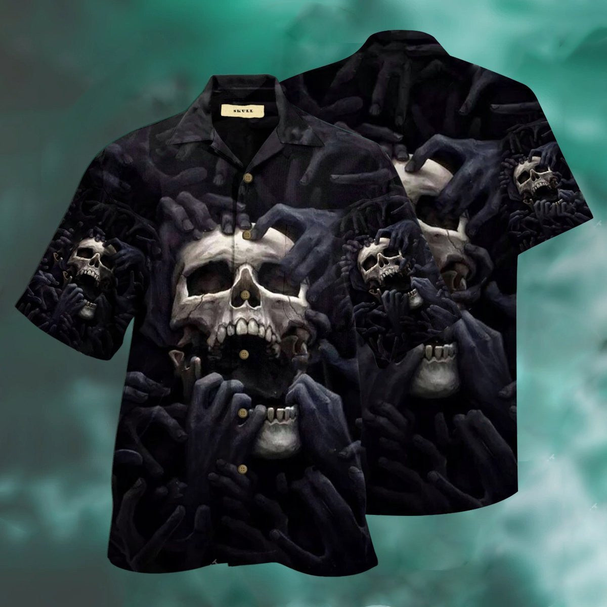 Amazing Dark Skull Tropical Background Design Hawaiian Shirt,Hawaiian Shirt Gift, Christmas Gift