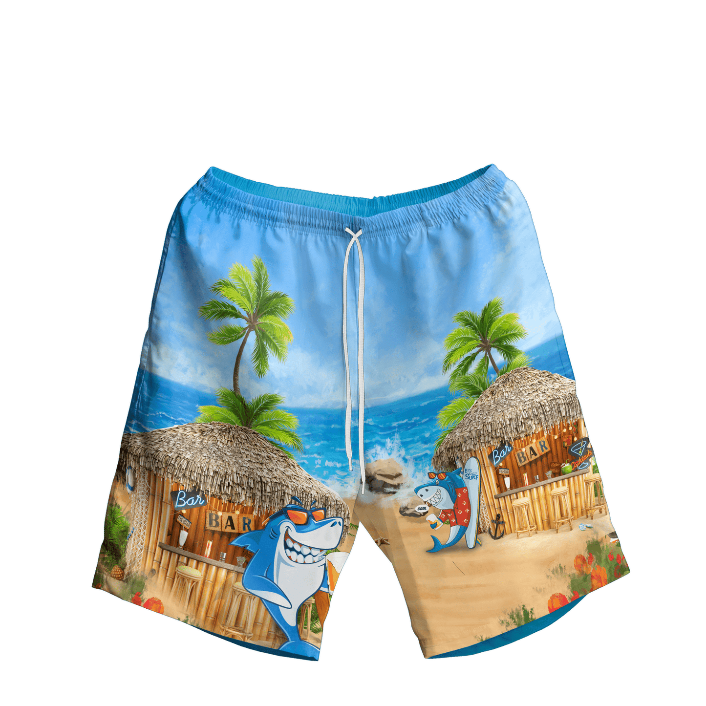 Barra Beoir Siorcanna Cartúin ar an Trá Dear Léine Haváís, Bronntanas Léine Haváíais, Bronntanas Nollag