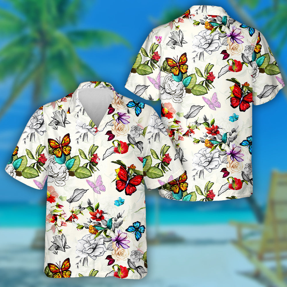 Roses Wild Rosemary Peony Le Duilleoga Agus Féileacáin Léine Haváís, Bronntanas Léine Haváís, Bronntanas Nollag