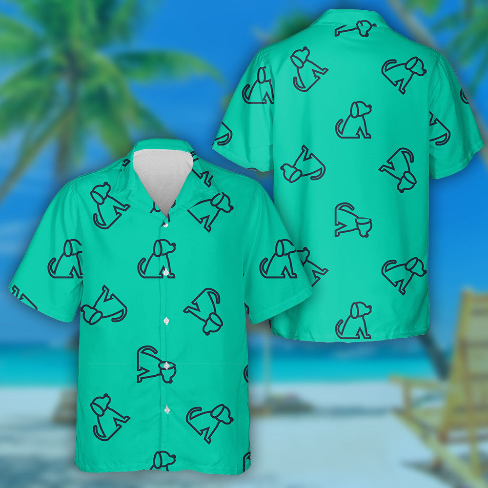 Blue Line Icon Beagle Dog On Green Hawaiian Shirt, Hawaiian Shirt Gift, Christmas Gift