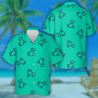 Blue Line Icon Beagle Dog On Green Hawaiian Shirt, Hawaiian Shirt Gift, Christmas Gift