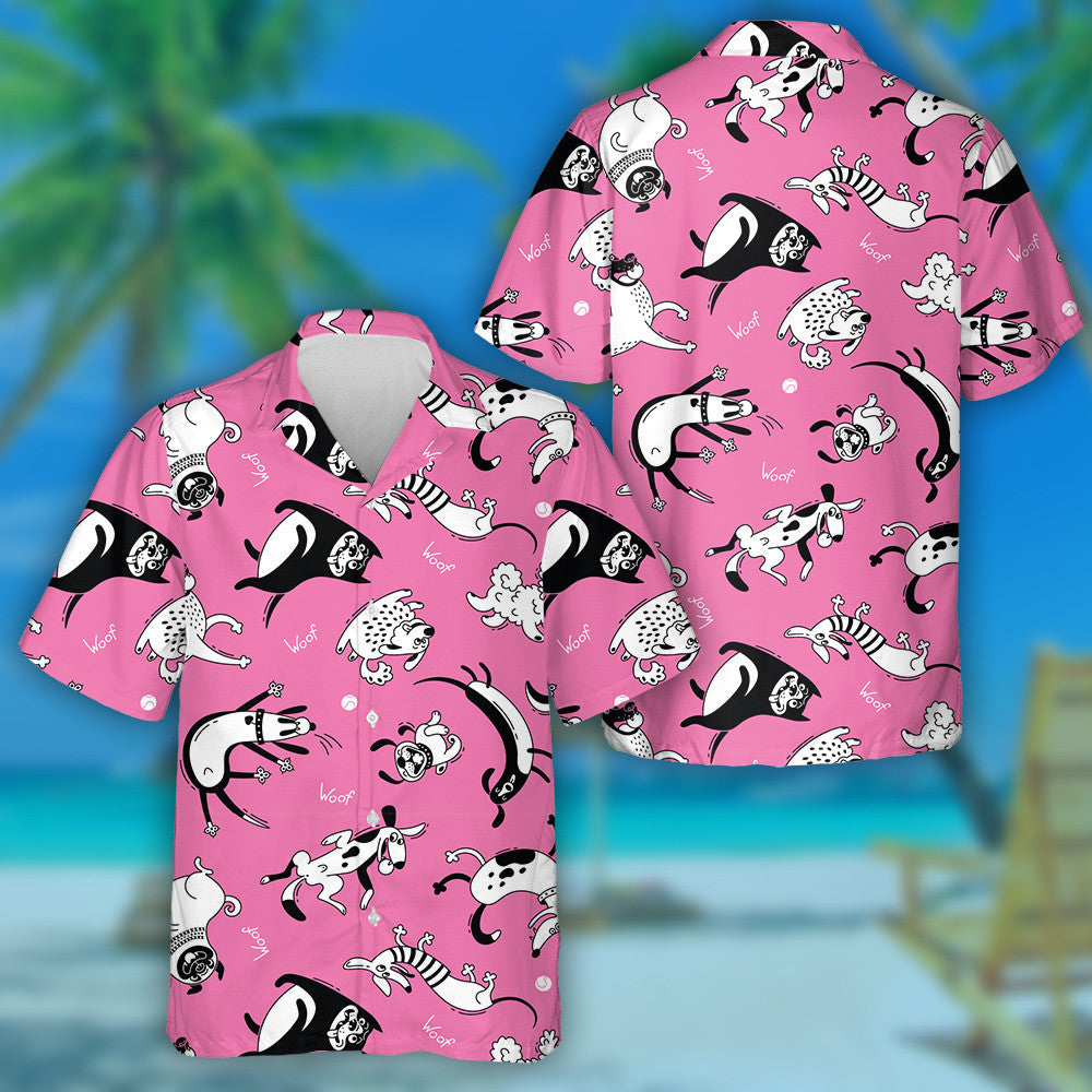 Playing Dogs Mongrels And Other Breeds Hawaiian Shirt,Hawaiian Shirt Gift, Christmas Gift