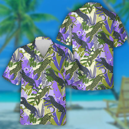 Scáthchruthanna Leopard Teibí Spóirt Jungle I Léine Geoiméadrach Haváís, Bronntanas Léine Haváís, Bronntanas Nollag