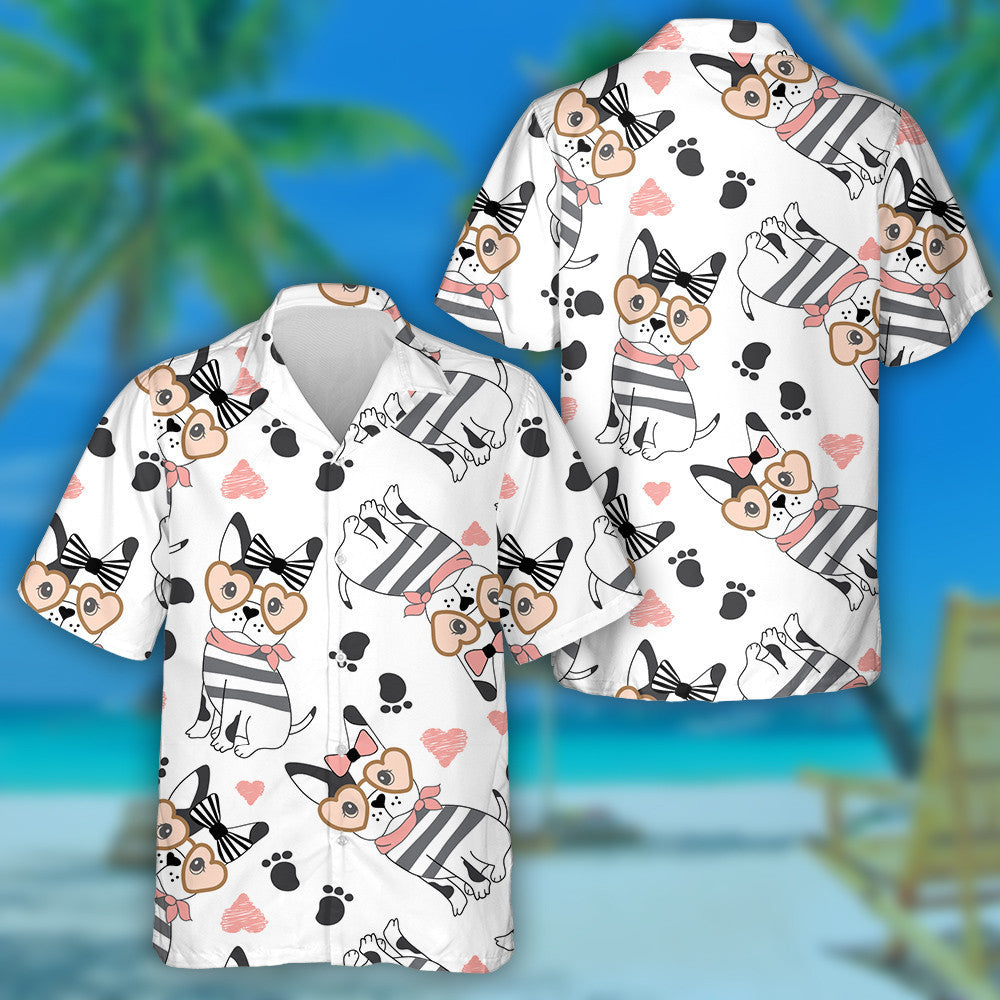 Lady Dog Fashion French Bulldog Background Hawaiian Shirt, Hawaiian Shirt Gift, Christmas Gift