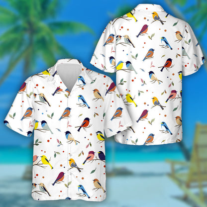 Birds On A Branch Berries And Leaves Hawaiian Shirt, Hawaiian For Gift