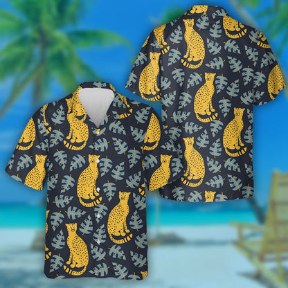 Wild Animals Jungle African Leopard And Leaves Hawaiian Shirt, Hawaiian Shirt Gift, Christmas Gift