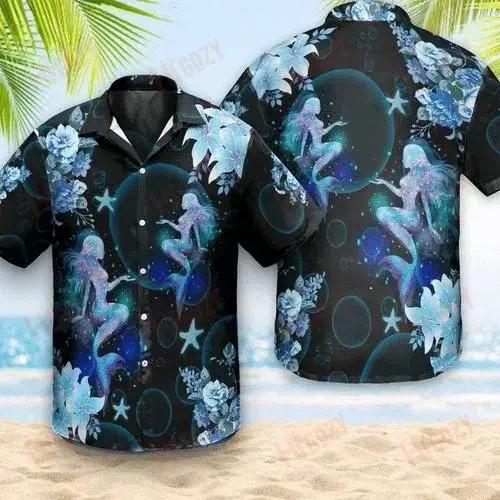 Blue Mermaid - Short Sleeve Shirt Hobbies Aloha Shirt Custom Hawaiian Shirts Hawaiian Shirts For Men,Hawaiian Shirt Gift, Christmas Gift