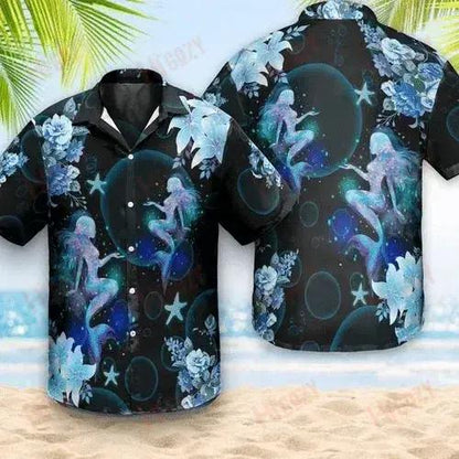 Blue Mermaid - Short Sleeve Shirt Hobbies Aloha Shirt Custom Hawaiian Shirts Hawaiian Shirts For Men,Hawaiian Shirt Gift, Christmas Gift
