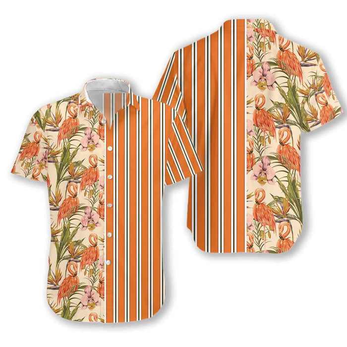 Amazing Floral Flamingo Retro Design Hawaiian Shirt, Hawaiian For Gift