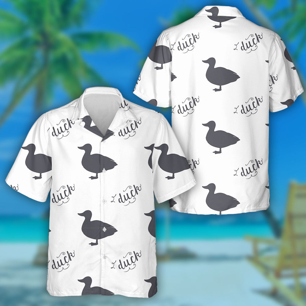 Hand Drawn Farm Duck Silhouettes And Lettering Hawaiian Shirt, Hawaiian Shirt Gift, Christmas Gift