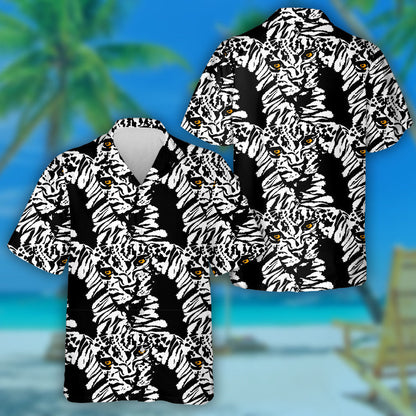 Wild African Leopard Ink Brush Strokes Hawaiian Shirt, Hawaiian Shirt Gift, Christmas Gift
