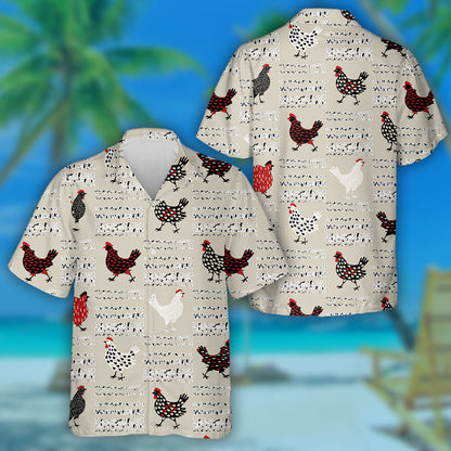 Gray Background With Special Chicken And Birch Hawaiian Shirt, Hawaiian Shirt Gift, Christmas Gift