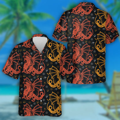 Strong Dragon With Celtic Ornament Vintage Background Hawaiian Shirt, Hawaiian Shirt Gift, Christmas Gift